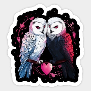 Snowy Owl Couple Valentine Sticker